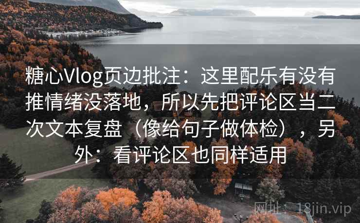糖心Vlog页边批注：这里配乐有没有推情绪没落地，所以先把评论区当二次文本复盘（像给句子做体检），另外：看评论区也同样适用